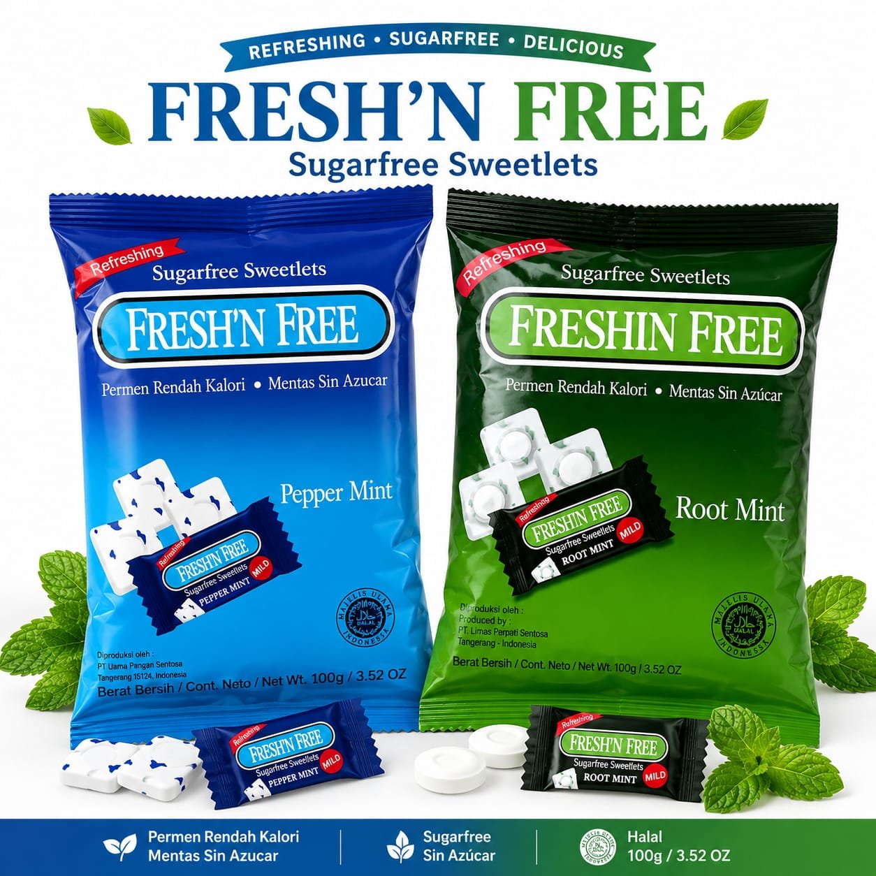 Fresh N Free Pepper & Root Mint Pack of 2 (100g Each)