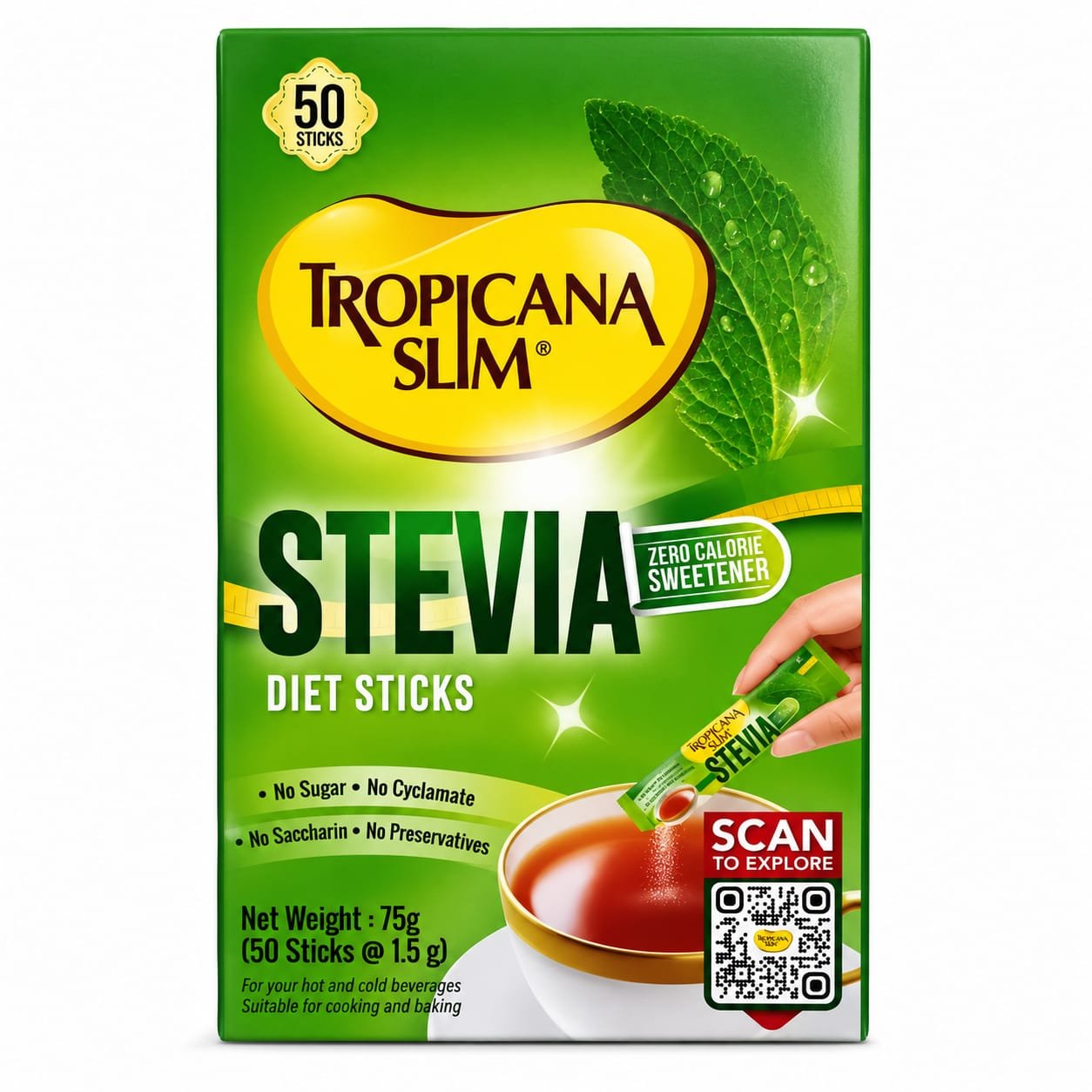 Tropicana Slim Stevia Diet Sticks 50